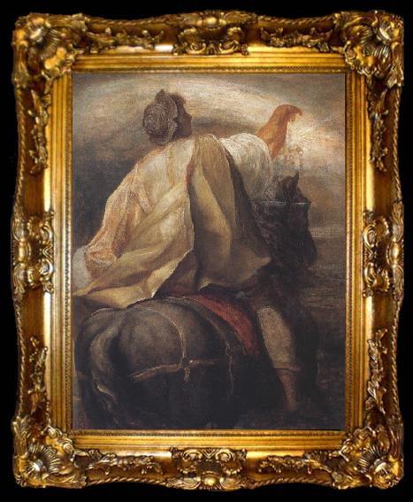 framed  george frederic watts,o.m.,r.a. The Rider on the Black Horse (mk37), ta009-2